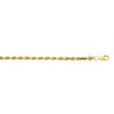 14K Yellow Gold 3.2mm 24 Diamond Cut Lite Rope Chain with Lobster Clasp