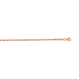 14K Rose Gold 24 2.3mm Diamond Cut Solid Royal Rope Chain with Lobster Clasp