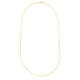 14K Yellow Gold 7 2.8mm Alternating Paperclip Link Chain Bracelet with Lobster Lock.