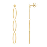 14K Yellow Gold Polished Triple Oval Fancy Drop Earrings with Push Back Clasp