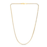 14K Two-tone Gold 3.2mm Round Pave Franco 8 Chain Bracelet with Lobster Clasp