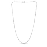 Sterling Silver 3mm Moon-cut Bead 24 Chain with Lobster Clasp. Item has rhodium finish.
