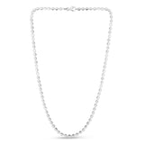 Sterling Silver 4mm Moon-cut Bead 24 Chain with Lobster Clasp. Item has rhodium finish.
