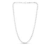 Sterling Silver 5mm Moon-cut Bead 24 Chain with Lobster Clasp. Item has rhodium finish.