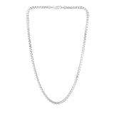 Sterling Silver 3.9mm Rockstar Cut Round Box 20 Chain with Lobster Clasp. Item has rhodium finish.