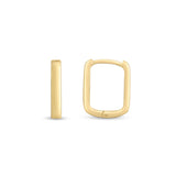 14K Yellow Gold  Small Square Huggie Hoops with Snap Clasp