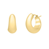 14K Yellow Gold Tapered Hoop Earrings with Hinged Clasp