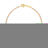 10K Tri-color Diamond Cut 7 Bead Bracelet with Lobster Clasp