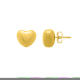 Sterling Silver (Yellow Gold Plated) Polished Puffed Small Heart Studs with Push Back Clasp.