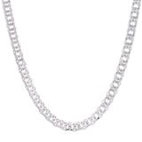 Sterling Silver 7.8mm 22 Flat Miami Cuban Chain Necklace with Lobster Clasp. Item is rhodium plated.