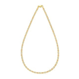 14K Tricolor Gold 18 3.5mm Pave Valentino Chain Necklace with Lobster Clasp