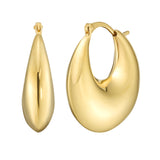 Sterling Silver (Yellow Gold Plated) Sculptural Crescent Hoop Earrings with Hinged Clasp