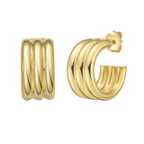 Sterling Silver (Yellow Gold Plated) Fancy Earring with Push Back Clasp