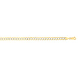 14K Yellow Gold 4.6mm White Pave Curb 18 Chain with Lobster Lock
