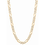14K Yellow Gold 5.8mm White Pave Figaro 8 Chain Bracelet with Lobster Lock