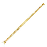 14K Yellow Gold 8 Polished 6mm Lite Miami Cuban ID Bracelet with Box Clasp (Both Side Push + Figure 8)