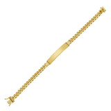 14K Yellow Gold 8 Polished 6.6mm Lite Miami Cuban ID Bracelet with Box Clasp (Both Side Push + Figure 8)