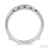 1.45 MM Sapphire and 1/6 Ctw Round Cut Diamond Precious Insert Ring in 14K White Gold