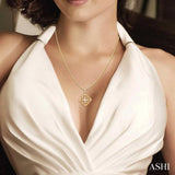 1/3 Ctw Floral Heart Lovebright Round Cut Diamond Pendant With Chain in 14K Yellow and White Gold