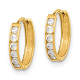 14k Madi K CZ 2x11mm Hinged Hoop Earrings