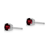 14k White Gold 4mm Round Garnet Post Earrings
