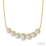 1 1/5 Ctw Circular Mount Lovebright Round Cut Diamond Necklace in 14K Yellow & White Gold