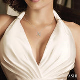 1/20 Ctw Initial 'N' Round Cut Diamond Pendant With Chain in 10K White Gold