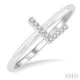 1/20 Ctw Initial 'L' Round Cut Diamond Fashion Ring in 10K White Gold