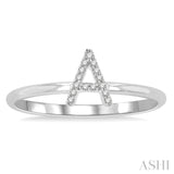 1/20 Ctw Initial 'A' Round Cut Diamond Fashion Ring in 10K White Gold