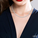 15 Ctw Round Cut Diamond Tennis Necklace in 14K White Gold