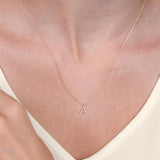 1/20 Ctw Initial 'A' Round Cut Diamond Pendant With Chain in 14K White Gold