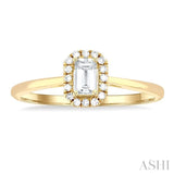5x3 MM Octagonal Shape White Topaz and 1/20 Ctw Single Cut Diamond Halo Semi-Precious Ring in 10K Yellow Gold