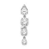 10k White Gold Tops Down W/4 Dangle Czs Belly Dangle