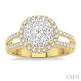 1 Ctw Lovebright Round Cut Diamond Engagement Ring in 14K Yellow and White Gold