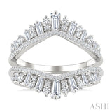 1 Ctw Tiara-Shaped Graduated Baguette and Round Cut Diamond Insert Ring in 14K White Gold