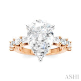 1 1/3 Ctw Pear Shape Emerald and Round Cut Diamond Semi-Mount Engagement Ring in 14K Rose and White Gold