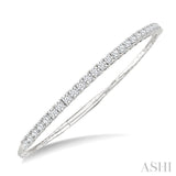 3 Ctw Round Cut Diamond Halfway Straight Flex Bangle in 14K White Gold