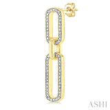 1/10 Ctw Bold Paperclip Round Cut Diamond Fashion Earring in Yellow Gold Vermeil