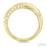 1/10 Ctw Split Crisscross Flush Set Round Cut Diamond Fashion Ring in Yellow Gold Vermeil