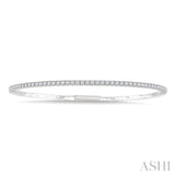 2 Ctw Full Length Round Cut Diamond Straight Flex Bangle in 14K White Gold