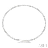 1 Ctw Round Cut Diamond Fullway Straight Flex Bangle in 14K White Gold