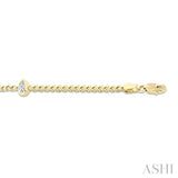 1/4 Ctw Pear Cut Diamond Curb Link Bracelet in 14K Yellow Gold