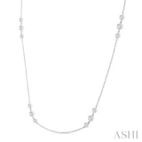 1 Ctw Three Stone Bezel Set Round Cut Diamond Station Necklace in 14K White Gold