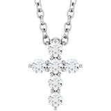Platinum 1/6 CTW Natural Diamond Cross 16-18
