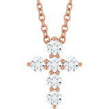 14K Rose Gold 1/4 CTW Natural Diamond Cross 16-18