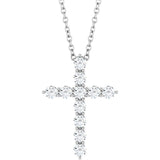 14K White Gold 3/8 CTW Natural Diamond Cross 16-18