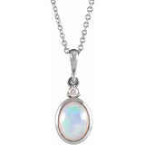 Platinum 6x4 mm Natural Ethiopian Opal & .015 CT Natural Diamond 16-18