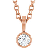14K Rose Gold .06 CT Natural Diamond Bezel-Set Solitaire 16-18
