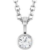 Sterling Silver .06 CT Natural Diamond Bezel-Set Solitaire 16-18