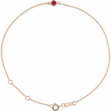 14K Rose Gold Lab-Grown Ruby Bezel-Set Solitaire 6 1/2-7 1/2